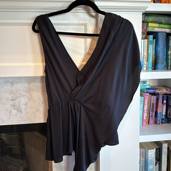 Alice and Olivia draped asymmetrical black top - Picture 3 of 4